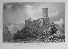  Steel engraving from %27Views of the Rhine%27 by William Tombleson (around 1840): Lahneck Castle