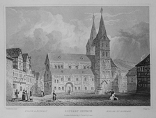 Steel engraving from %27Views of the Rhine%27 by William Tombleson (around 1840): Boppard Church