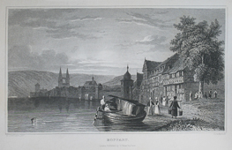 Steel engraving from %27Views of the Rhine%27 by William Tombleson (around 1840): Boppard