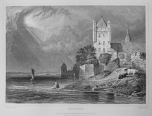 Burg Eltville um 1832 auf einem Stich nach Tombleson - William Tombleson [Public domain], via Wikimedia Commons